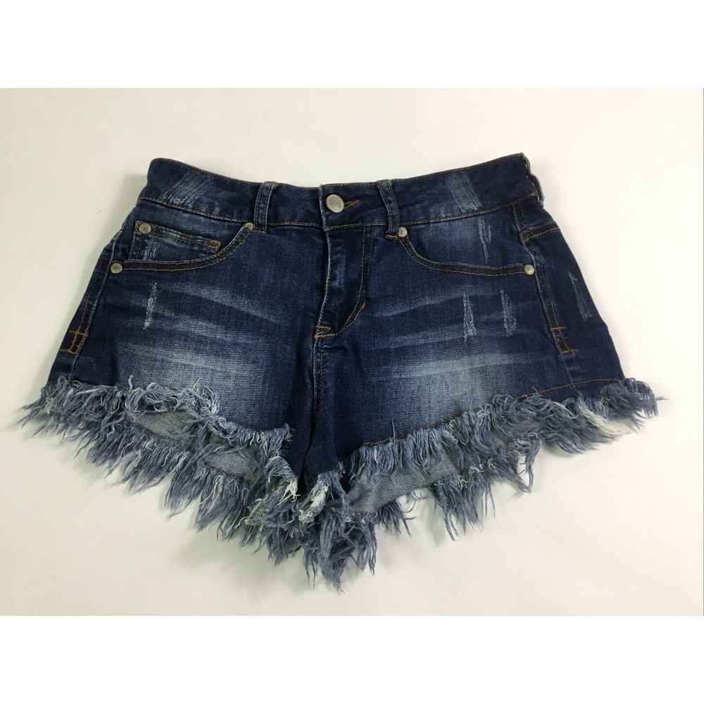 Celebrity Pink Denim booty Shorts Womens Size 1 distressed med rise Waist 26